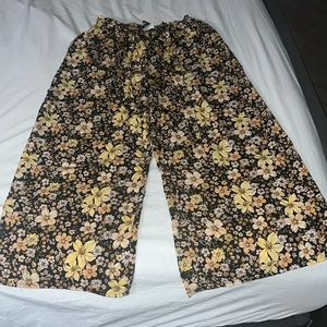 Wide leg black floral pants